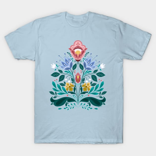 Folk Floral Bouquet T-Shirt by aliwishes